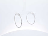 0.60 Cttw Diamond & 14k White Gold Front-facing Hoop Earrings 4.9 Grams Fw0726wrxdu
