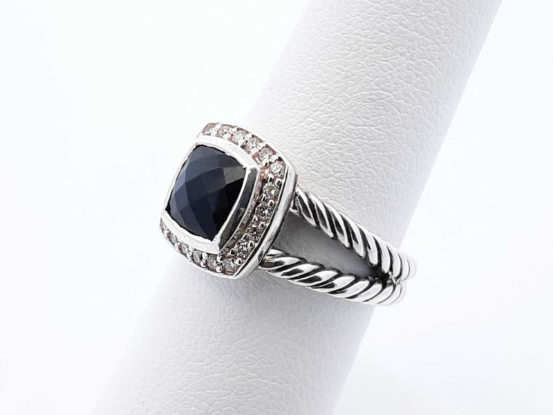 David Yurman Onyx, Diamond & Sterling Silver Petite Albion Ring 5.3 Grams Size 6.25 Fw0525oxzdu