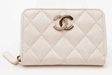 Chanel White Caviar Quilted Zip Aound Coin Wallet Eb1125rxzde