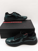 Prada America's Cup Biker Fabric & Green Leather Sneakers Size 11 Eb0725lxzdu