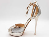 Jimmy Choo Laurita Silver Metallic Glitter Heels Size Eu 37.5 Do0625pxde