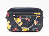 Michael Kors Jet Set Large Navy Logo Crossbody In Fruit Print Canvas Fw0826pzdu