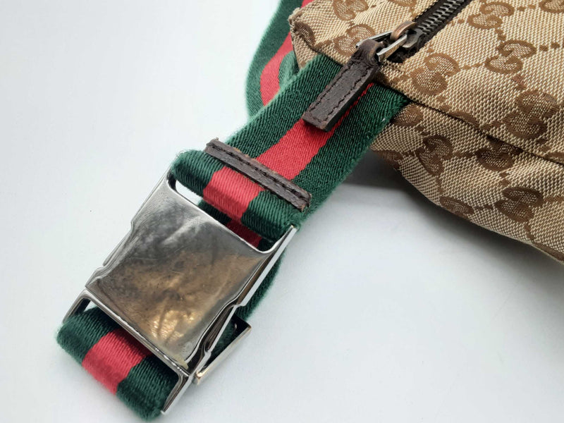 Gucci 28566 Gg Beige Canvas Nylon Web Belt Bag Do1224lxzde