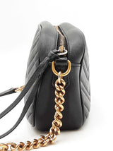 Gucci Gg Marmont Small Shoulder Bag In Black Matelassé Chevron Leather Fw0225ozxdu