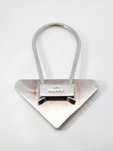 Prada Triangle Emblem Logo Key Holder Bag Charm In Beige Enamel Fw0926oxdu