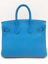 Hermes Birkin 25 Bleu Zanzibar Blue Togo Palladium Handbag Do0825lirxzde