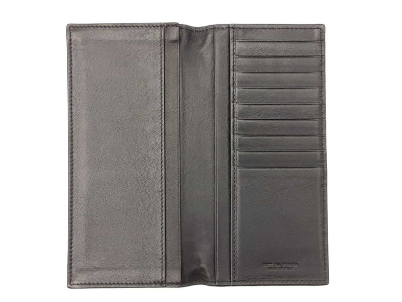 Bottega Veneta Intrecciato Black Leather Long Bifold Wallet Fw0425czdu