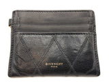 Givenchy Gv3 Card Holder Wallet In Black Diamond-stitched Leather Fw0726lcrdu