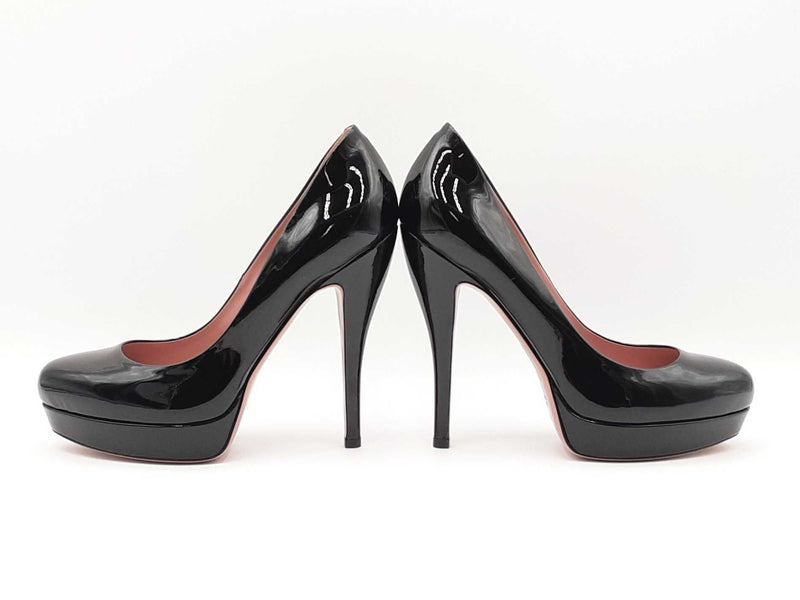 Gucci Lisbeth Black Patent Leather Platform Pumps Size Eu 38.5 Fw0825lxzdu