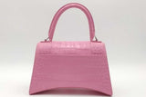 Balenciaga Hourglass Pink Crocodile Embossed Leather Top Handle Bag Eb1026pxzsa