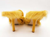 Burberry Yellow Rose Velvet Fur Trim Heels Size It 41 Do0525lxzde