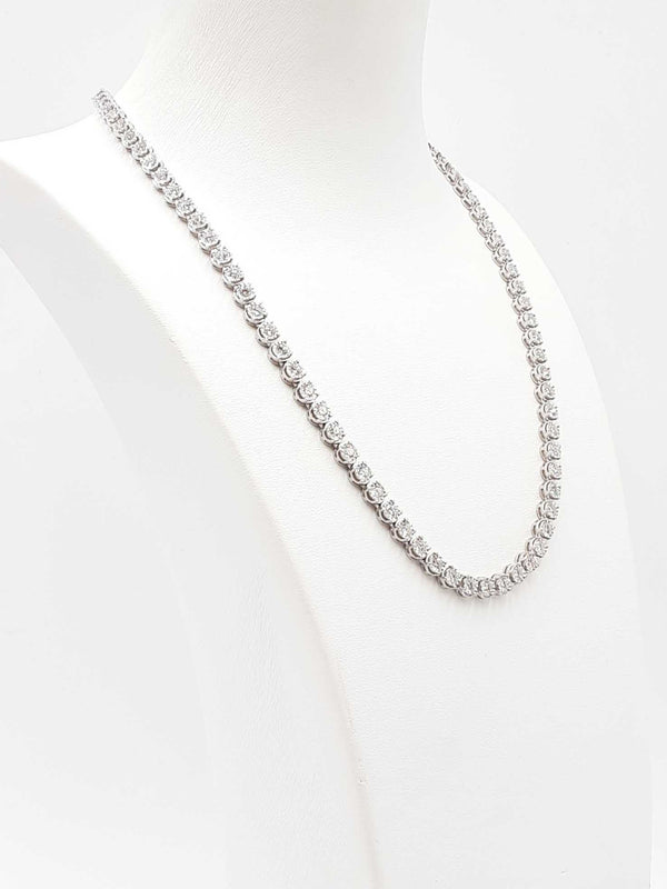 13.05 Cttw Lab Grown Diamond & Silver Tennis Necklace 22.1g 18 Inch Fw0725lorzdu