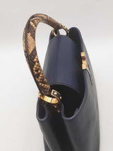 Louis Vuitton Blue Taurillon Leather Capucines Python Top Handle Bag Eb626cxzsa
