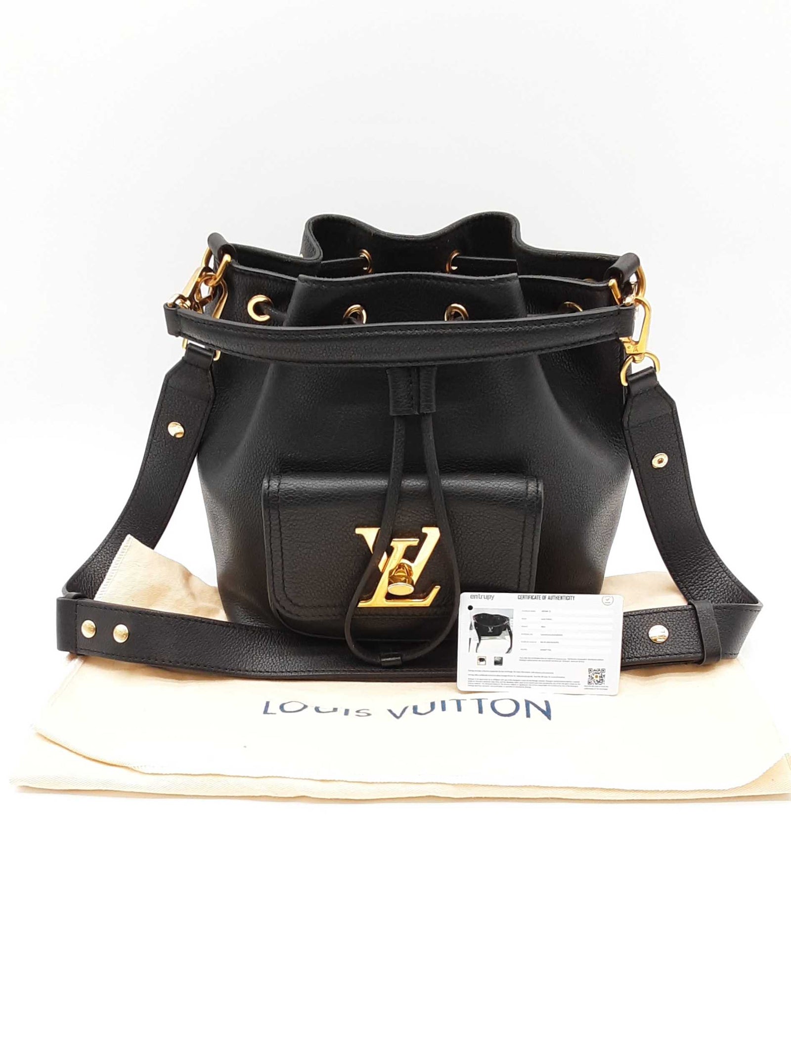 Louis Vuitton Calfskin Lockme Black Bucket Bag Sd0425sxzde