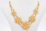 18k Yellow Gold Filigree Flower Necklace 13.1 Grams 16 Inch Eb0226lxxzsa