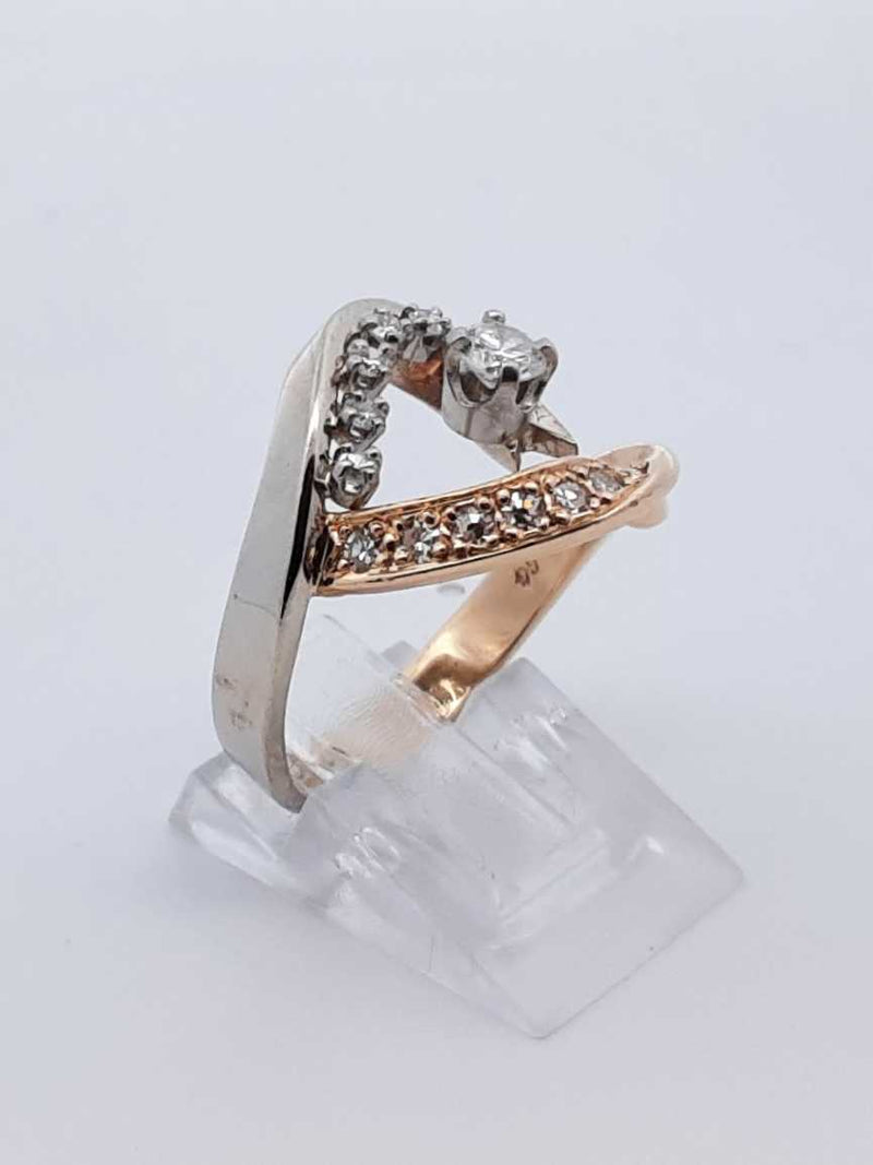 0.85 Cttw Diamond & 14k Two-tone Gold Wave Ring 5.9 Grams Size 7 Fw1025prxdu