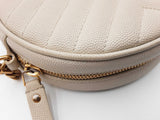 Yves Saint Laurent Round Vinyle Camera Bag In Ivory Graine De Poudre Leather Fw0726wzdu