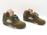 Nike Air Jordan 5 Retro In Army Olive & Solar Orange Size 11 Fw0925rzdu