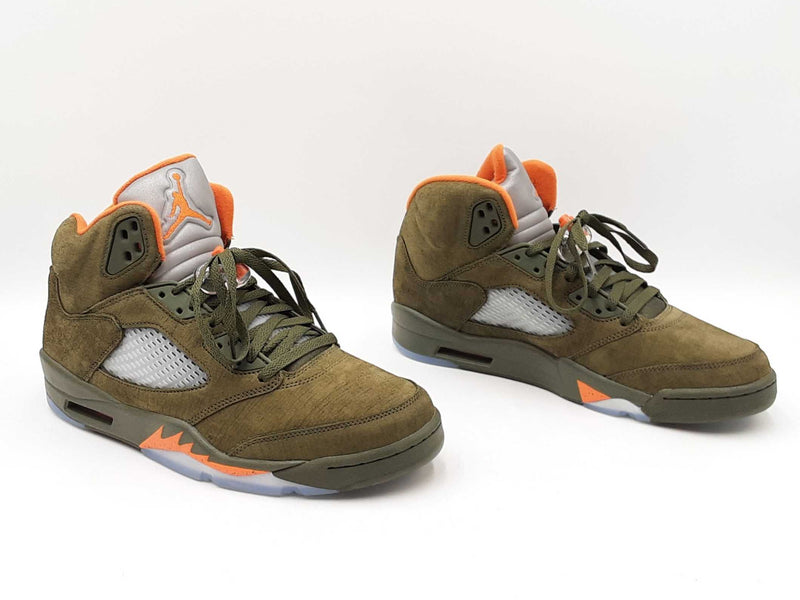 Nike Air Jordan 5 Retro In Army Olive & Solar Orange Size 11 Fw0925rzdu