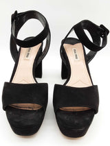 Miu Miu Black Suede Ankle Strap Platform Heels Size It 39 Do0625rxde