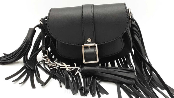 Yves Saint Laurent Mini Fringed Black Leather Crossbody Eb1025orzdu