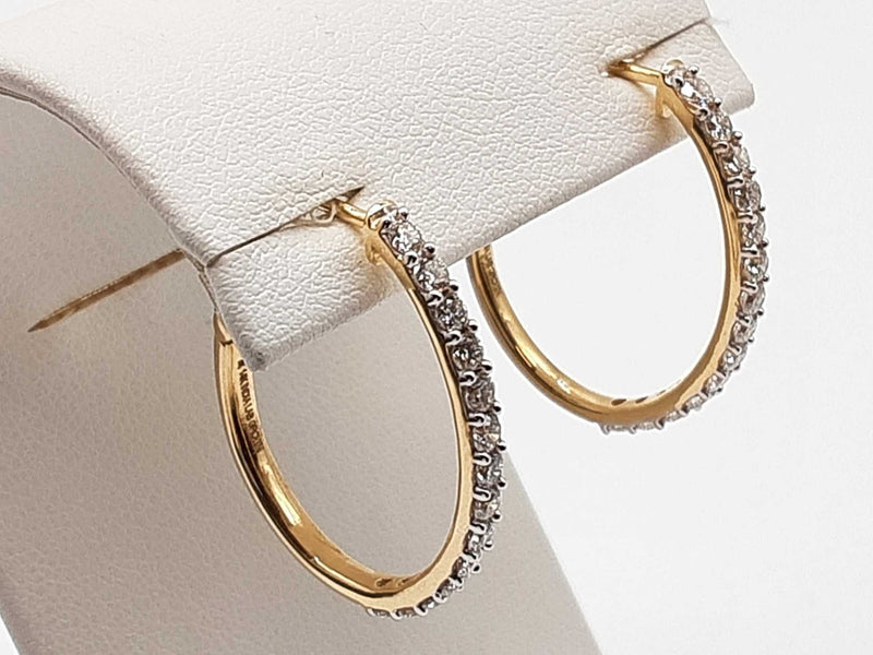 0.80 Cttw Lab Grown Diamonds 14k Yellow Gold 4.1g Oval Hoop Earrings Do0525pcrde