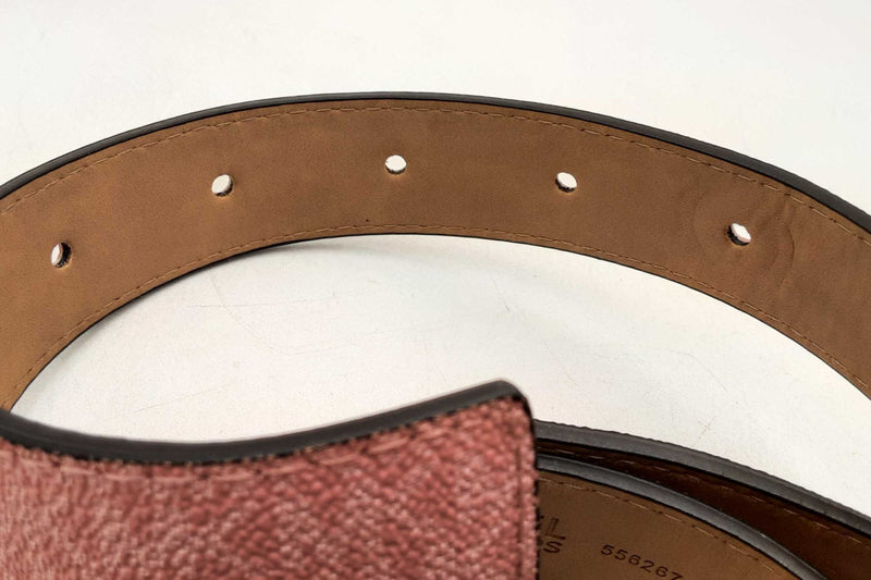 Michael Kors Pink Monogram Belt With Gold Tone Buckle Eb0225oxsa