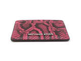 Michael Kors Jet Set Small Card Case In Deep Fuschia Snake-embossed Leather Fw0826wrdu