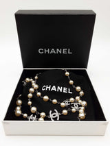 Chanel 2022 Crystal & Faux Pearl Long Silver-tone Necklace 42 Inch Fw0826irxdu