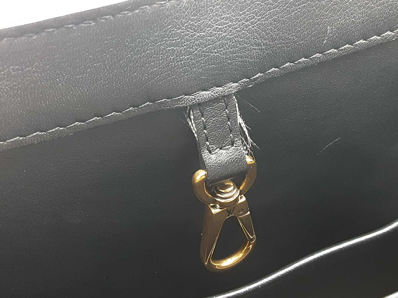 Louis Vuitton Capucine Black Tweed Patent Leather Handbag Do0625ooxzde
