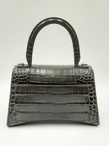 Balenciaga Hourglass Gray Crocodile Embossed Leather Top Handle Bag Eb0724lorxdu