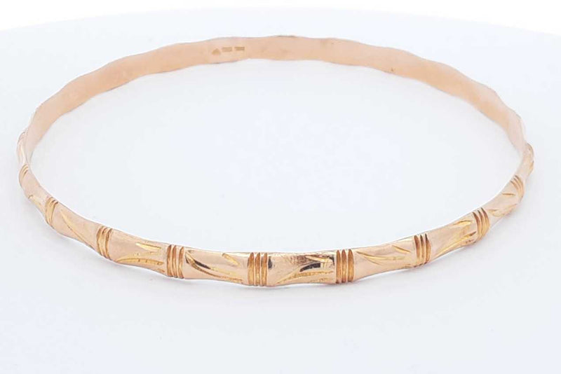 14k Yellow Gold Bamboo Bangle Bracelet 15.1 Grams Eb1224wrxdu