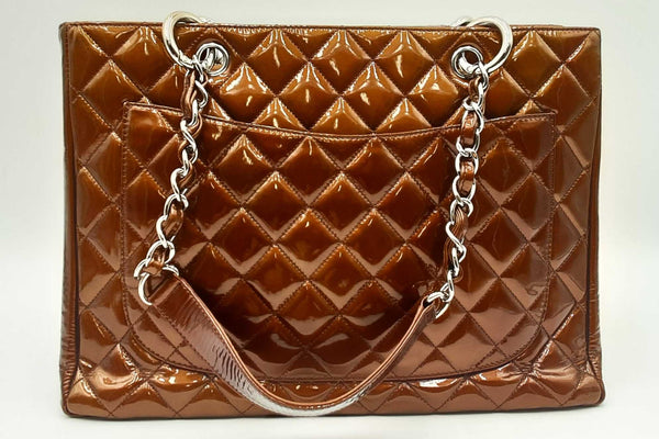 Chanel Bronze Metallic Quilted Patent Leather Shopping Tote Bag Eb1024lxxzdu