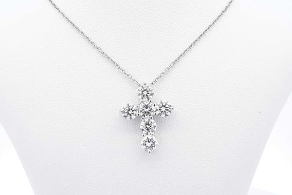 Approx. 1.74ctw Lab Grown Diamond Cross 925 Pendant & Chain 3.4g Eb1124lessa