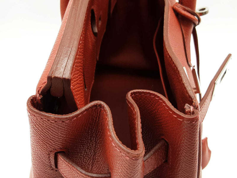 Hermes Birkin 35 Brique Red Epsom Palladium Hardware Handbag Do0825srxzde