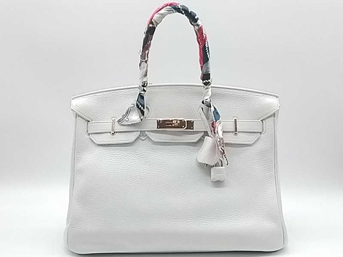 Hermes Clemence 35 Leather White Handbag Mk0226crzxmia – Max Pawn