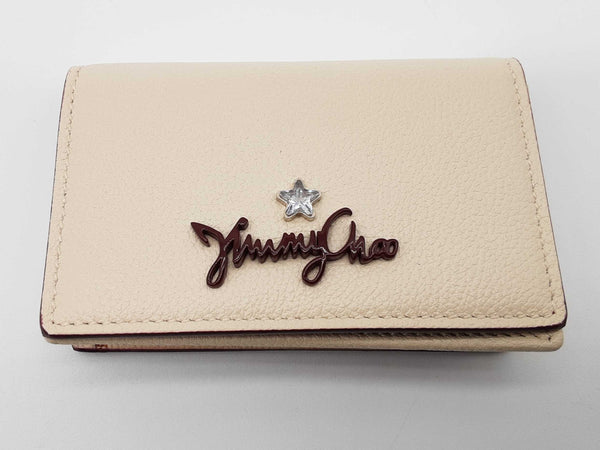 Jimmy Choo Beige Leather Small Card Holder Snap Pouch Do0925wxde