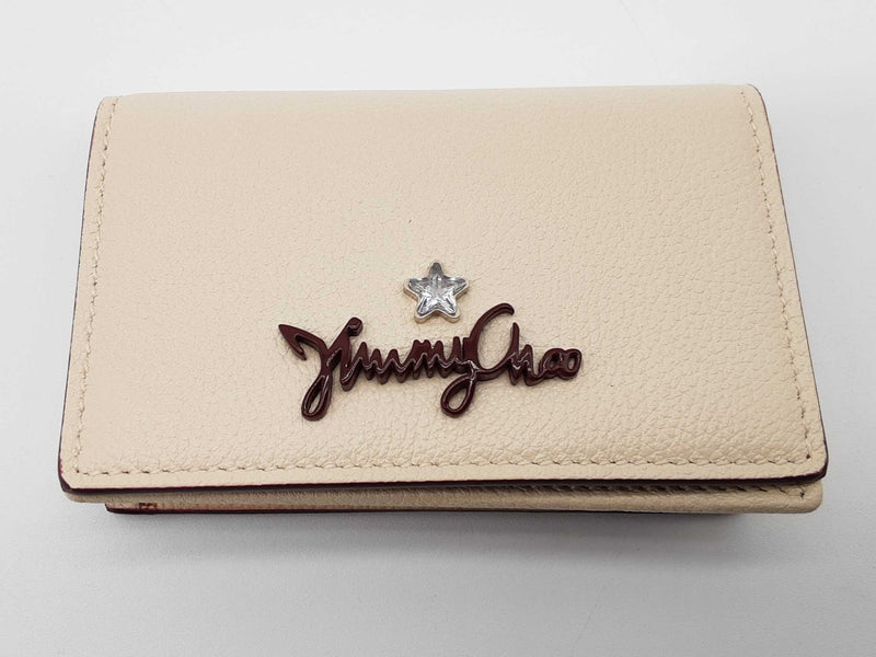 Jimmy Choo Beige Leather Small Card Holder Snap Pouch Do0925wxde
