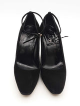 Gucci Black Suede Ankle Strap Wedges Size 6.5 B Eb0526lxzsa