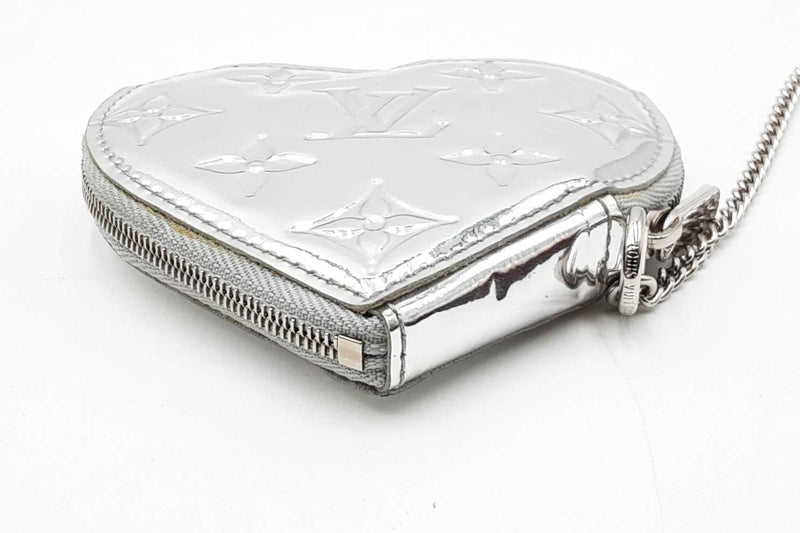 Louis Vuitton Monogram Silver Mirror Metallic Heart Coin Purse Eb0125lrxdu