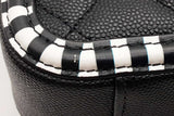 Chanel Quilted Caviar Black & White Striped Filigree Vanity Case Eb1225wrxzde