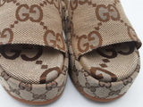 Gucci Macro Gg Monogram Canvas Platform Slides Size 38 Eb0726lxzsa