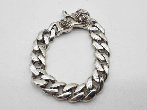 Chrome Hearts 0.925 Silver Solid Cuban Chain Bracelet 6.5 In Do0624lxzxde