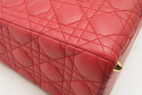 Christian Dior Red Lambskin Cannage Lady Dior Top Handle Bag Eb0225lxxzsa