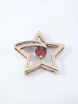 Garnet & Diamond Star Slide Pendant In 10k Yellow Gold (.417) 1.5 Grams Fw1025pzdu