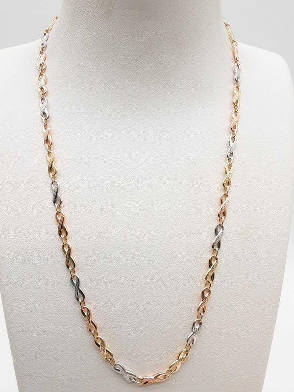 14k Tricolor Gold 7.0g Infinity Link Chain 18 In Do0425woxde