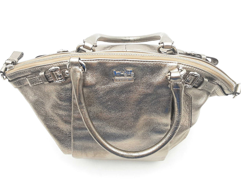 Coach Madison Pewter Metallic Leather Lindsey Satchel Sd0825wzsa
