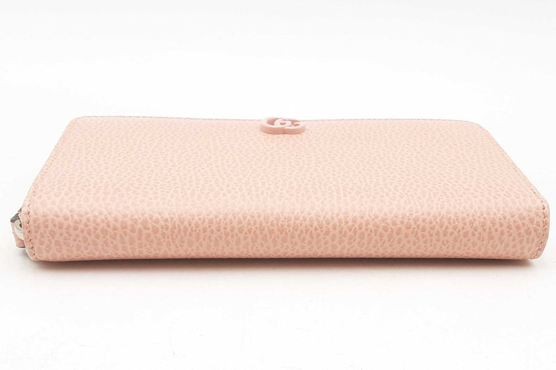 Gucci Gg Pebbled Pink Leather Zip Around Wallet Eb0225oxzsa