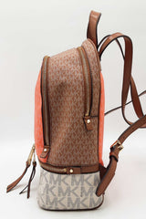 Michael Kors Rhea Small Zip Backpack In Signature Logo Coated Canvas Fw0326czsa