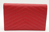 Yves Saint Laurent Quilted Chevron Red Leather Envelope Chain Wallet Eb1026wrxde